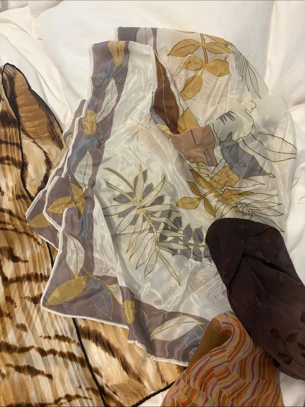 Assorted Sheer Scarves - Neutral & Earth Tone Prints